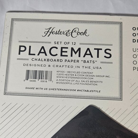 Hester & Cork Chalkboard Paper Bats Placemats Set of 12 Halloween Decoration - Picture 5 of 8